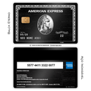 Cartão de banco AMEX Black preto de metal inoxidável gravado a laser premium - frente e verso. Melhor que PVC.