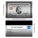 Cartão de banco AMEX Platinum de metal inoxidável gravado a laser premium - frente e verso. Melhor que PVC.