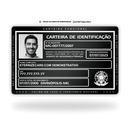 Carteira Funcional de metal inoxidável black preto gravado a laser premium - frente. Melhor que PVC.