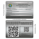 Cartão GT de metal inoxidável platinum gravado a laser com foto colorida premium - frente e verso. Melhor que PVC.