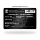 Cartão Licença Porte e Uso IEF de metal inoxidável black preto gravado a laser premium - frente. Melhor que PVC.