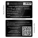 Cartão Licença Porte e Uso IEF de metal inoxidável black preto gravado a laser premium - frente e verso. Melhor que PVC.