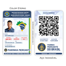 Cartão Marítima Marinha de metal inoxidável gravado a laser premium colorido - frente e verso. Melhor que PVC.