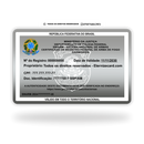 Cartão SINARM de metal inoxidável platinum gravado a laser com foto colorida, premium - frente. Melhor que PVC.