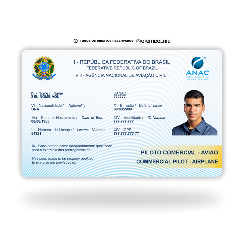 Cartão ANAC de metal inoxidável gravado a laser premium colorido - frente. Melhor que PVC.