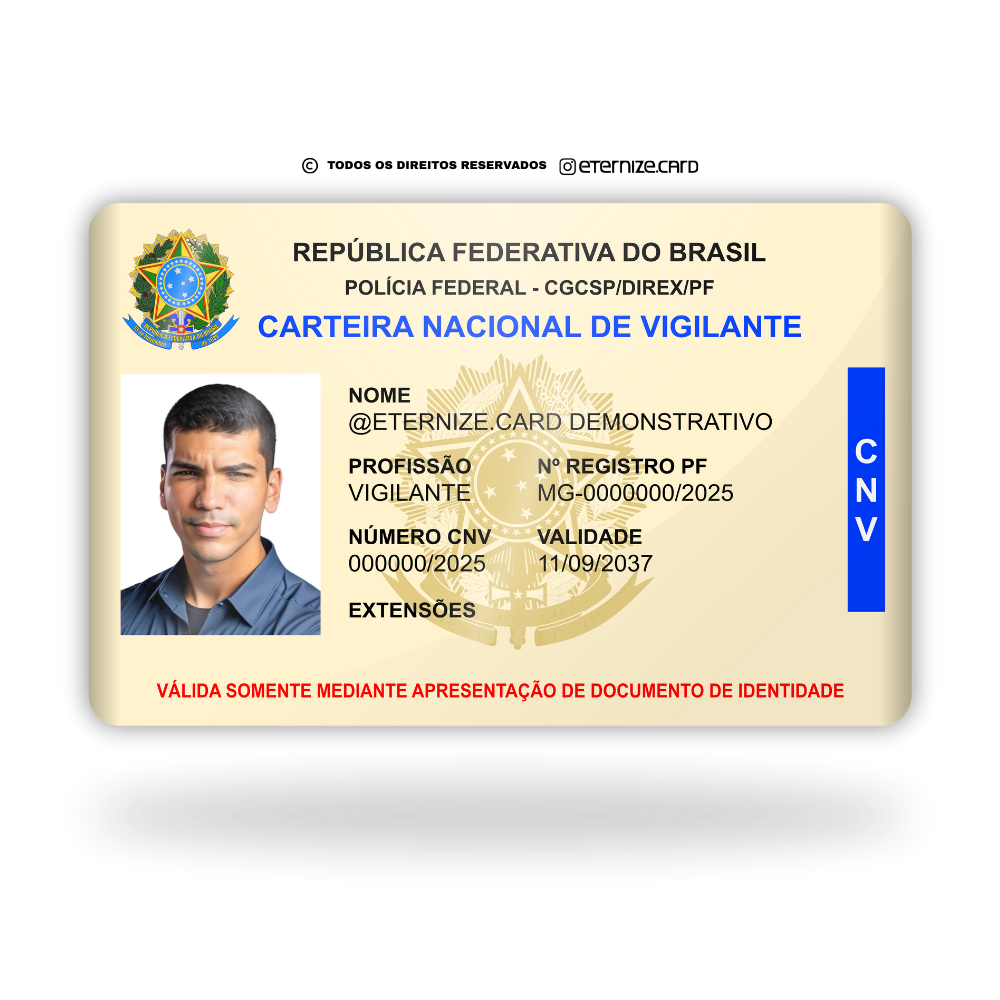 CNV de metal inoxidável Colorfull Eterno gravado a laser premium - frente com foto colorida. Melhor que PVC.