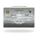 Cartão CR de metal inoxidável platinum gravado a laser com foto colorida premium - frente. Melhor que PVC.