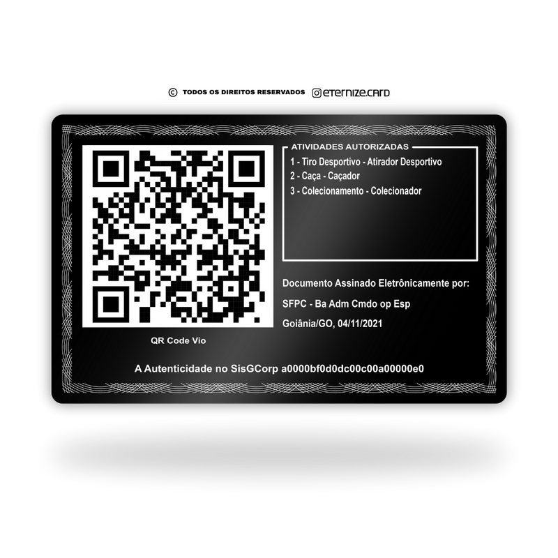 Cartão CR de metal inoxidável black preto gravado a laser premium - verso. Melhor que PVC.