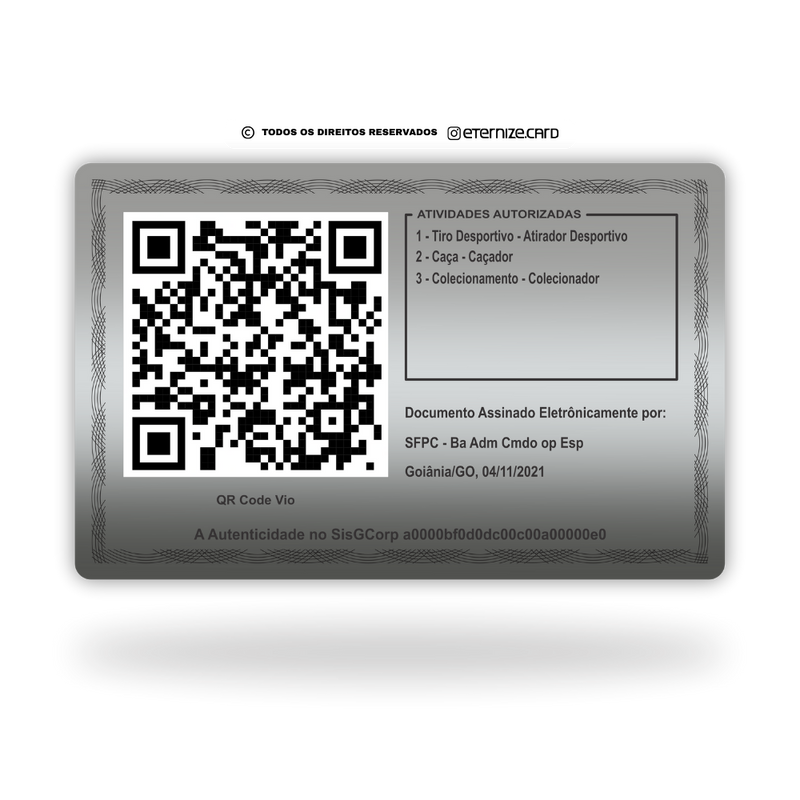 Cartão CR de metal inoxidável platinum gravado a laser com foto colorida premium - verso. Melhor que PVC.