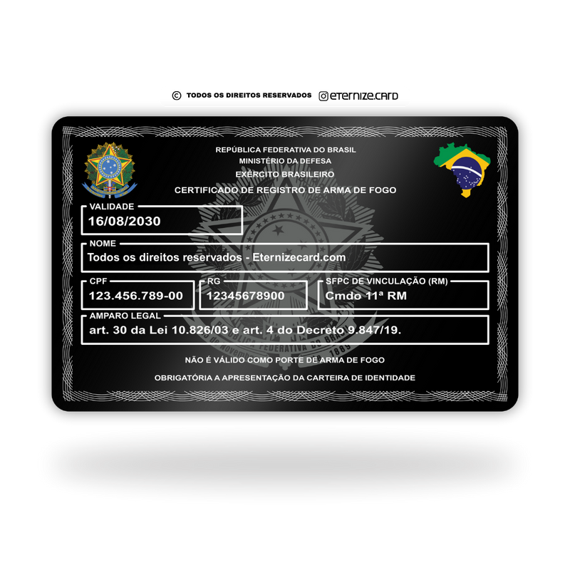 Cartão CRAF de metal inoxidável black preto gravado a laser com foto colorida premium - frente. Melhor que PVC.