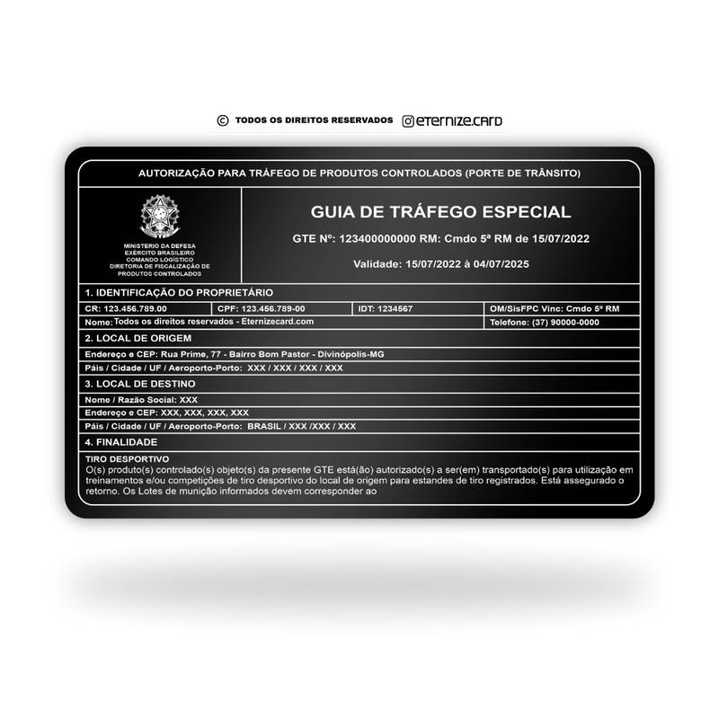 Cartão GT de metal inoxidável black preto gravado a laser premium - frente. Melhor que PVC.