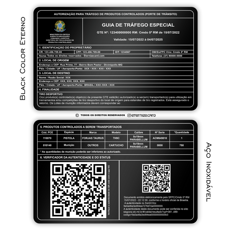 Cartão GT metal inoxidável black preto gravado a laser com foto colorida premium - frente e verso. Melhor que PVC.