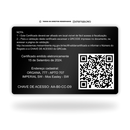 Cartão Certificado de Registro IEF de metal inoxidável black preto gravado a laser premium - verso. Melhor que PVC.
