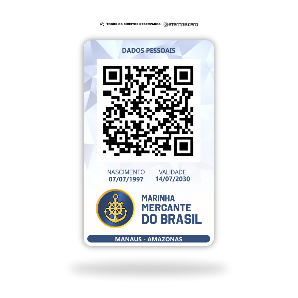 Cartão Marítima Marinha de metal inoxidável gravado a laser premium colorido - verso. Melhor que PVC.