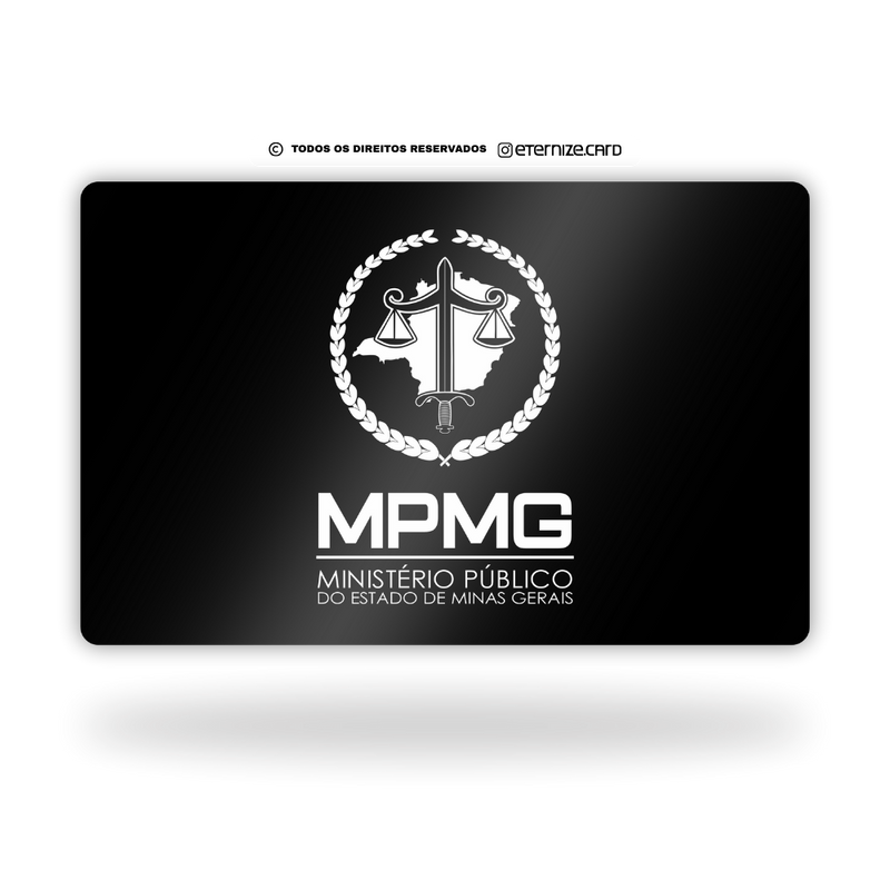 Cartão Promotor Ministério Público de metal inoxidável black preto gravado a laser premium - frente. Melhor que PVC.