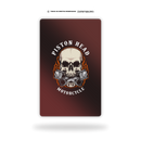 Cartão SOS de metal inoxidável gravado a laser com dados médicos de emergência para motociclistas - frente.