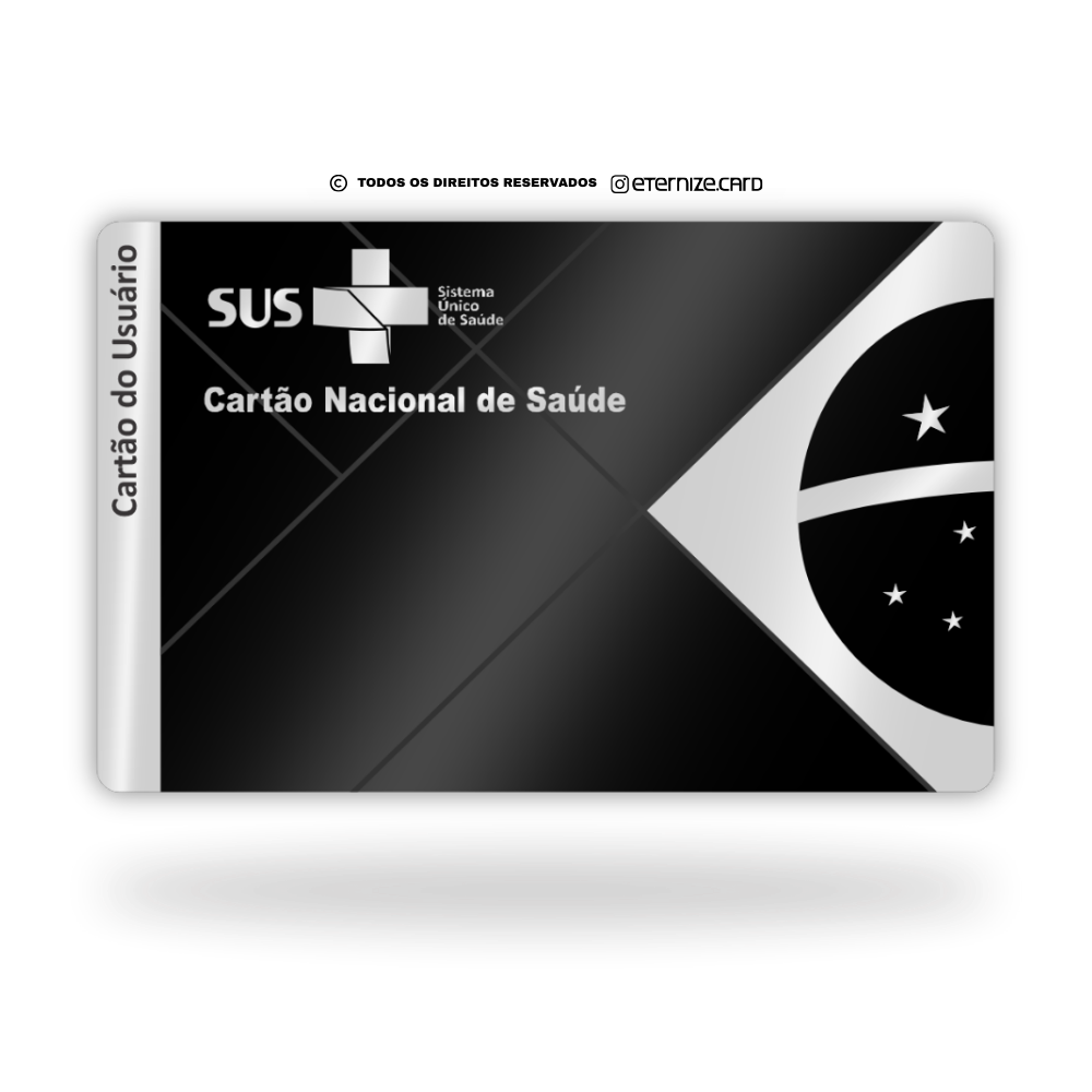 Cartão SUS de metal inoxidável black preto gravado a laser premium - frente. Melhor que PVC.