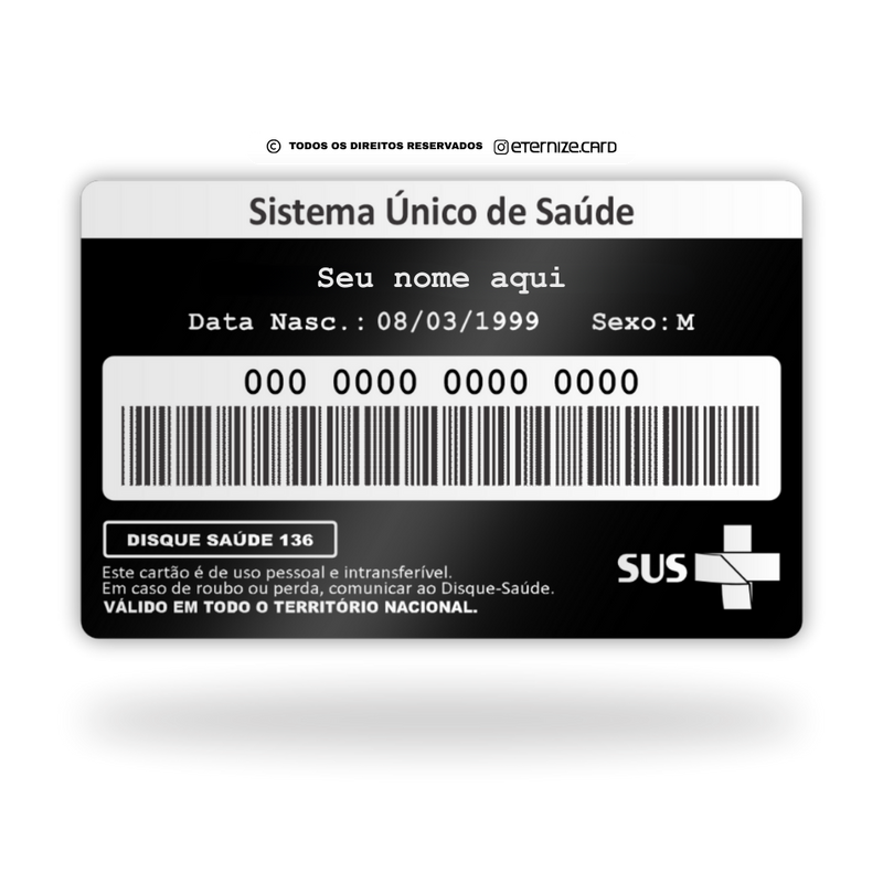 Cartão SUS de metal inoxidável black preto gravado a laser premium - verso. Melhor que PVC.