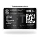 Cartão CRT de metal inoxidável black preto gravado a laser premium - verso. Melhor que PVC.