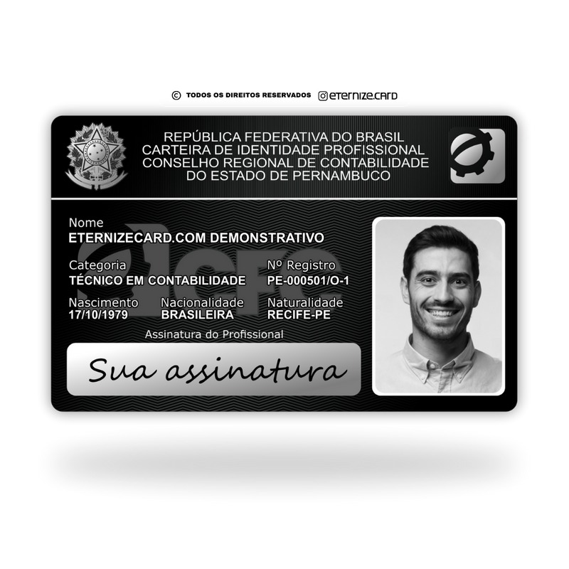 Cartão CFC Profissional de metal inoxidável black preto gravado a laser premium - frente. Melhor que PVC.