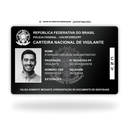 Carteira Nacional de Vigilante de metal inoxidável black preto gravado a laser premium - frente. Melhor que PVC.