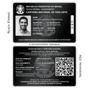 Carteira Nacional de Vigilante de metal inoxidável black preto gravado a laser premium - frente e verso. Melhor que PVC.